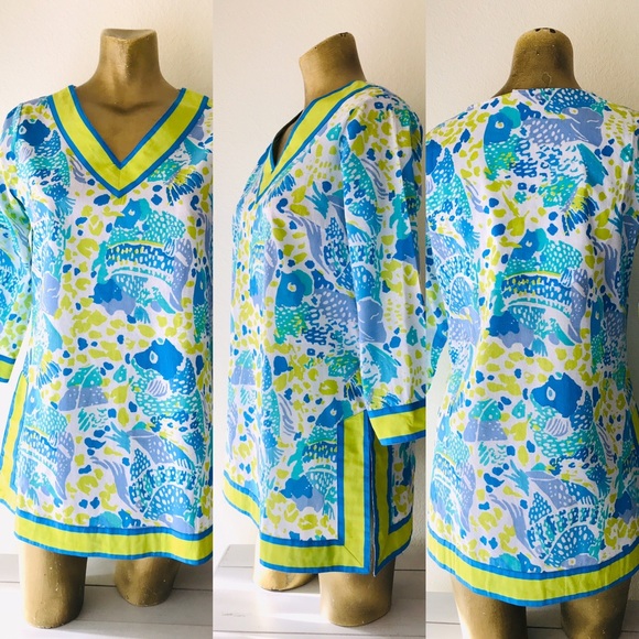 SALE! GRETCHEN SCOTT Tropical Resortwear TUNIC TOP XS - Picture 2 of 8